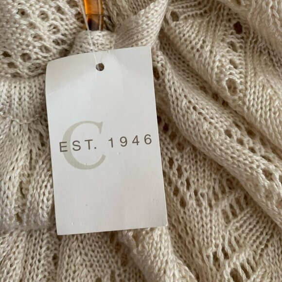 C EST. 1946 Beige Crochet Acrylic Boho Duster Size 18/20 Open Front NWT - Picture 7 of 10